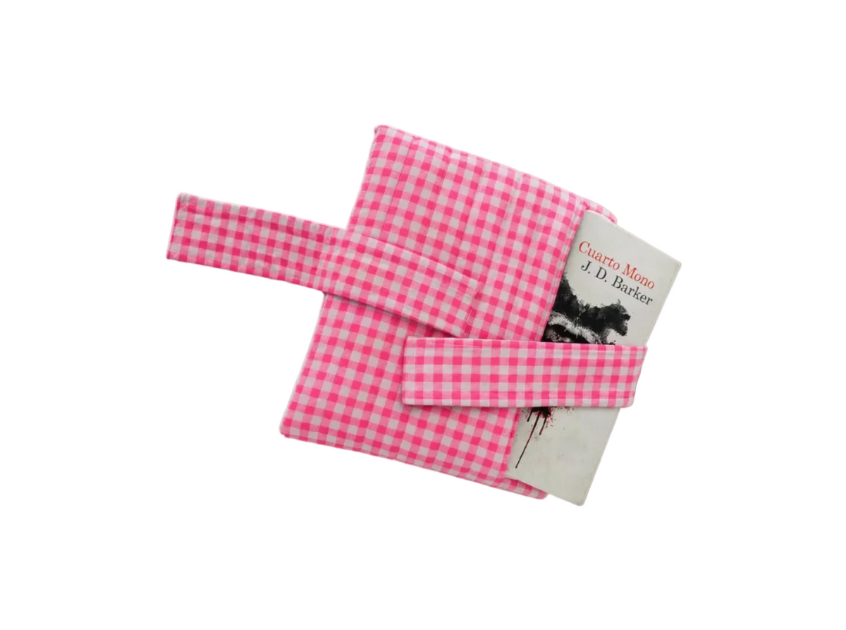 Funda de Libro Acolchada Vichy Rosa Flúor