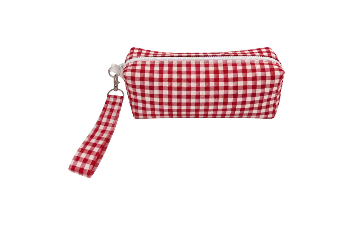 Estuche con Asa Vichy Burdeos